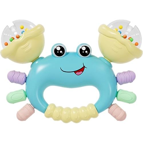 Baby Crab Rattle Toy - ABS Material, Handheld Crab Shaped Toy for Infants, Early Education Grip & Smart Toy for Newborn Boys and Girls(345A) (Blue)