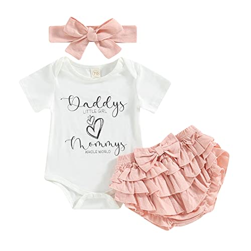 Newborn Baby Girl Summer Clothes 0 3 6 9 12 18 Months Outfits Romper + Shorts + Headband Set