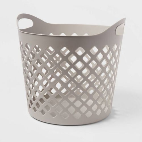 1bu Flexible Diamond Round Laundry Basket Gray - Brightroom™: Polyethylene, 35.2l Capacity, Built-in Handles, Multipurpose