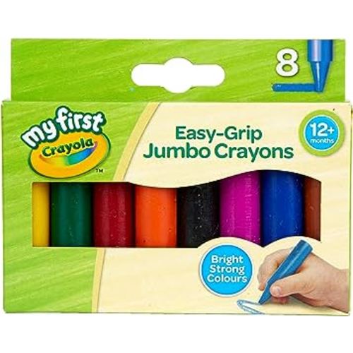 CRAYOLA MyFirst Jumbo Crayons - Assorted Colours (Pack of 8) | Easy-Grip Colouring Crayons Perfect for Toddlers Hands | Ideal for Kids Aged 12+ Months