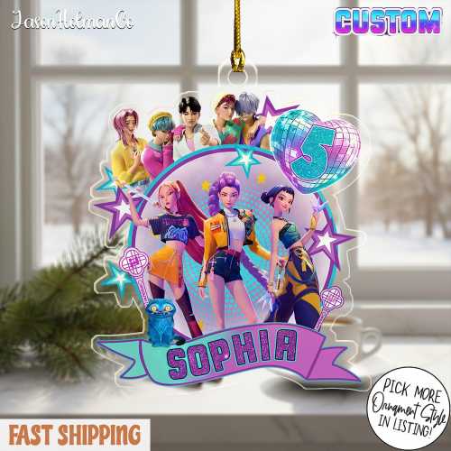Personalized Name KPOP Ornament, KPOP Christmas Keepsake, Huntrix Ornament, Mira Rumi Zoey Ornament, Demon Hunters Custom Ornament for Her