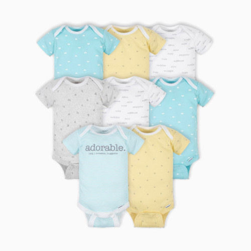 Short Sleeve Printed Onesies Bodysuits (8 Pack) - Neutral Words