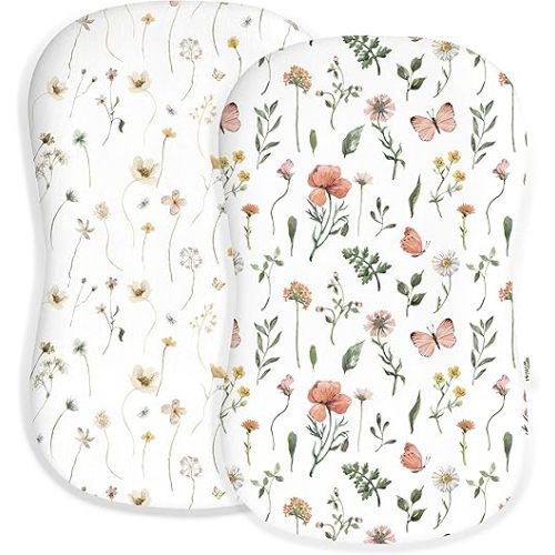 Baby Lounger Cover for Boys and Girls, Soft Breathable Polyester Cover, Fits Most Lounger Pillows, Cute Patterns, Durable and Machine Washable (Butterfly Garden, Envelope)