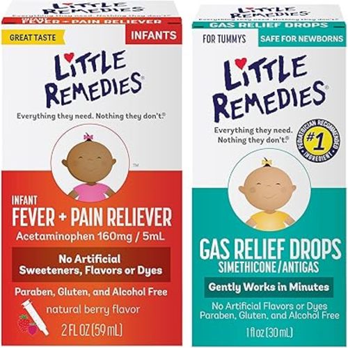 Little Remedies Infant Fever and Gas Solutions (1-2 oz Fever & Pain Reliever, 1- Gas Relief Drops)