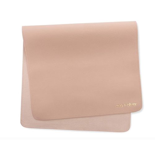 ava + oliver Vegan Leather Baby Changing Mat - Multipurpose Portable Wipeable Diaper Pad - Foldable for Travel (16 x 30 in) (Pink Sand)