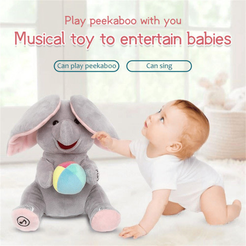 Elephant Stuffed Animal Toy - Animated Plush Singing Elephant, Interactive Musical Peek-a-Boo for Babies and Kids, Perfect for Toddlers, Ages 0 and Up