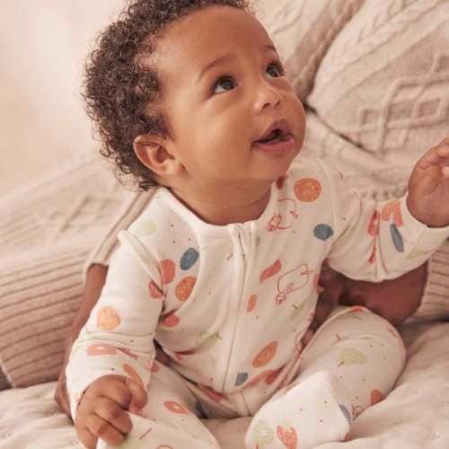 The Very Hungry Caterpillar Print Zip-Up Baby Pajamas VHC Print / Newborn