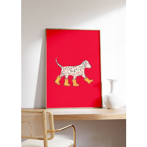 Dalmatian Art, Dog Poster, Dog Wall Art, Modern, Pop Art, Dog in Rain Boots Premium Matte Vertical Posters, Living Room Decor, Boys Bedroom
