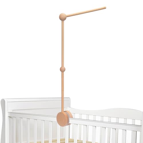 Baby Crib Mobile Arm,Wooden Baby Crib Mobile Arm - Rotating Baby Mobile Hanger Arm (33 inch, Natural Beech Wood) -Mobile Arm for Crib, Mobile Holder for Crib, Baby Nursery Decor (Wooden Color)