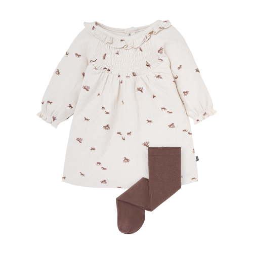 Modern Moments by Gerber Baby Girl Smocked Dress and Tights Set, 2-Piece, Sizes 0/3 Months - 24 Months