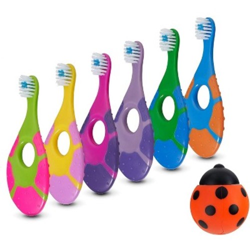 AllSett Health 6 Pack Baby Toothbrush  - Soft Bristles, BPA-Free | Toddler & Infant Training Toothbrush with Free Holder.