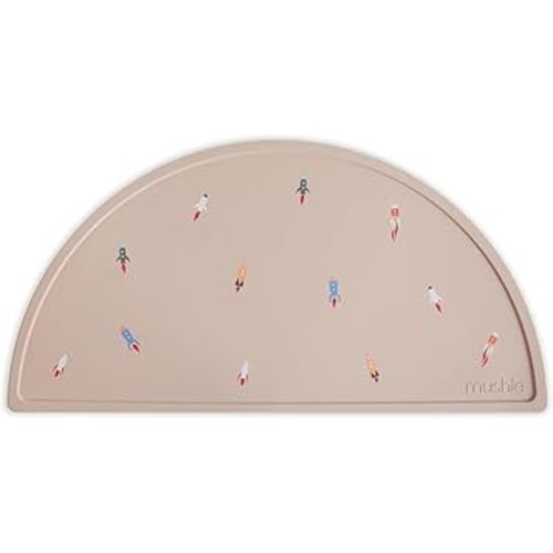 mushie Silicone Placemat for Kids | BPA-Free Non-Slip Design (Rocket Ship)