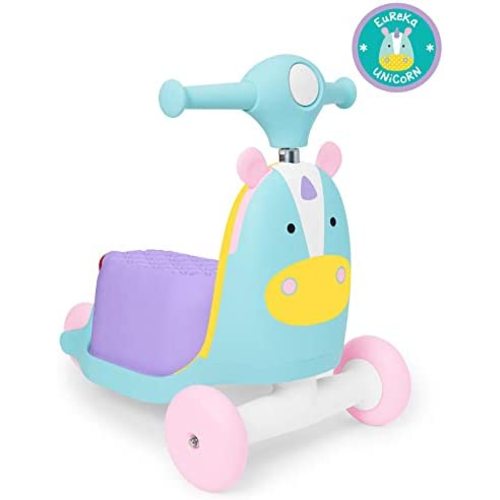 Skip Hop 3-in-1 Baby Activity Push Walker to Toddler Scooter, Zoo Unicorn
