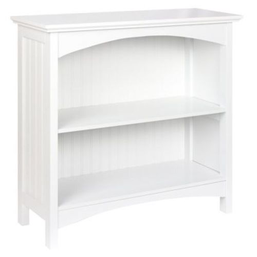 Ehemco 2 Tier Storage Shelf Bookcase With 2 Arched Supports, 29 Inches Height, White