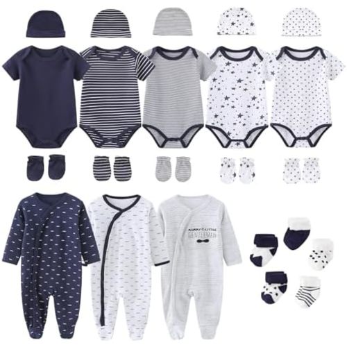 New Born Clothes Boy Girl Layette Set Cotton Snap Baby Clothing and Accessories 0-12 Months, 23-pack