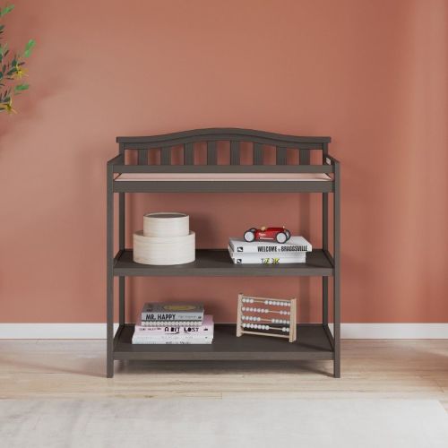 Child Craft Arch Top Infant Changing Table, Water-Resistant Pad and Safety Strap, Anti-Tip Kit Included to Prevent Tipping, Baby Safe Finish