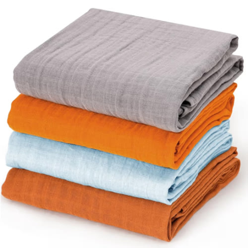 david's kids 4 Pack Baby Muslin Swaddle Blankets 47" x 47", 100% Cotton Swaddle Wrap for Boys Girls, Ultra Soft Breathable Receiving Blanket for Newborns, Dusty Blue & Sage Green & Grey & Sepia : Amazon.sg: Baby Products