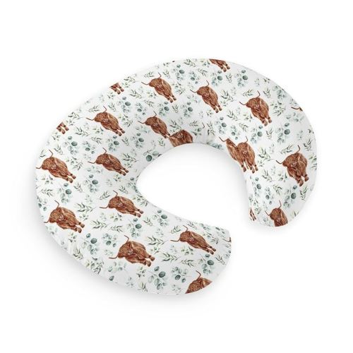 HawSkgFub Highland Cow Eucalyptus Leaf Nursing Pillow Cover for Baby Boy, Western Farm Animal long horn cow Yak Breastfeeding Pillow Slipcover, cowboy Nursing Pillowcase for Newborn Infant, Cover Only