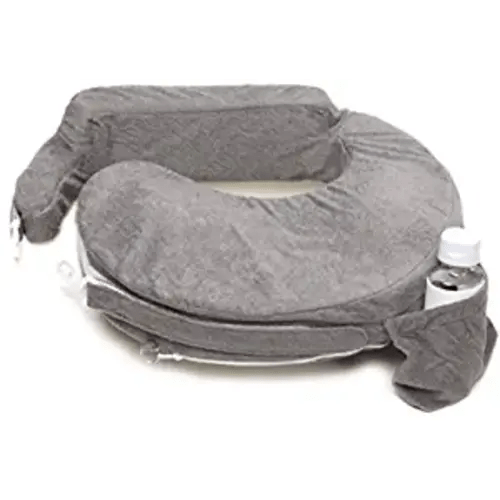 My Brest Friend Deluxe Nursing Pillow for Breastfeeding & Bottle Feeding, Enhanced Posture Support, Double Straps & Removable Extra Soft Slipcover, Evening Grey