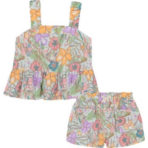 Floral Cotton Peplum Tank & Shorts Set