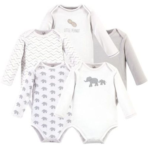 Touched By Nature Organic Cotton Long-sleeve Bodysuits 5pk, Marching Elephant, 3-6 Months