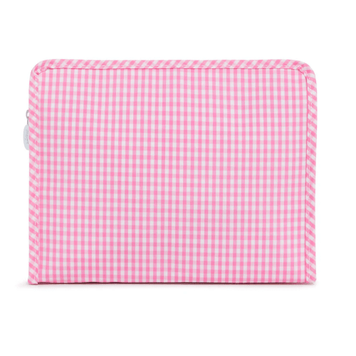 Large Roadie Zip Pouch, Gingham Pink