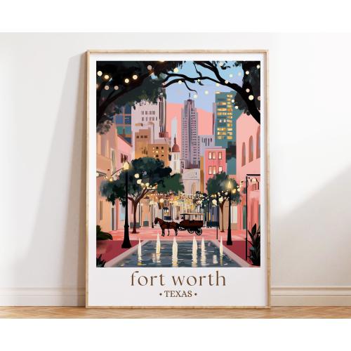 Fort Worth Sundance Square Print, Texas City Poster, Urban Nightlife Wall Art, Festival Decor, Travel Gift
