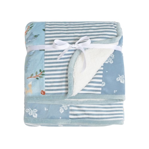 Modern Moments by Gerber Baby & Toddler Boy Patchwork Blanket with Sherpa, Blue Bears