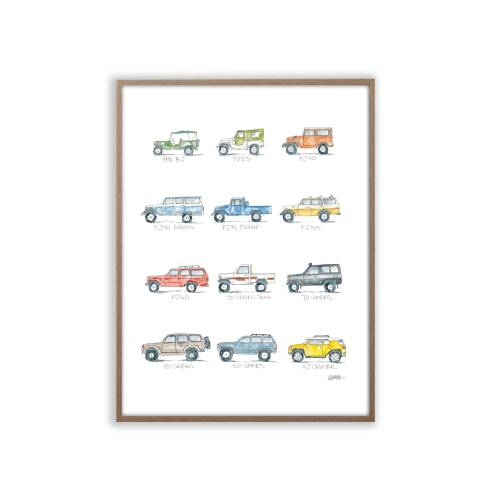 Vintage Land Cruiser Vehicle Art Print Watercolor Painting