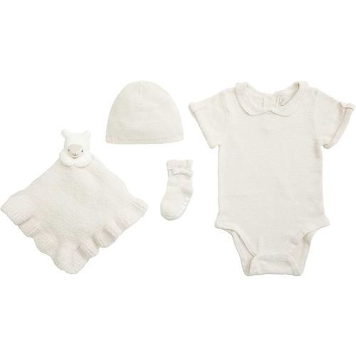 Barefoot Dreams CozyChic Ultra Lite Eyelet Baby Bundle-4 Pcs, Sand Dune, 6-12m