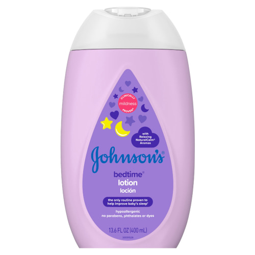 Johnson's Moisturizing Bedtime Body Lotion for Baby and Toddler, Paraben Free, 13.6 oz Bottle