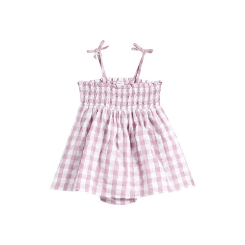 Baby Smocked Bodysuit, 3M, Purple Mist Gingham