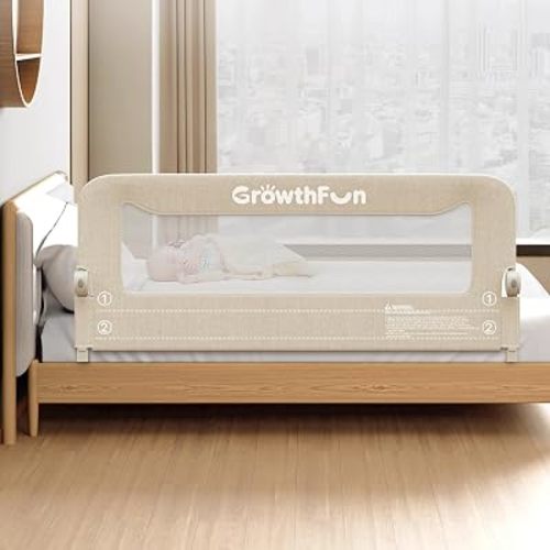 Foldable Bed Rail for Toddlers, 71in Reinforced Carbon Steel Frame&Connectors, Breathable Cationic Fabric, Safety Toddler Bed Rails for Queen, King, Twin, Full, No-Tool Setup.