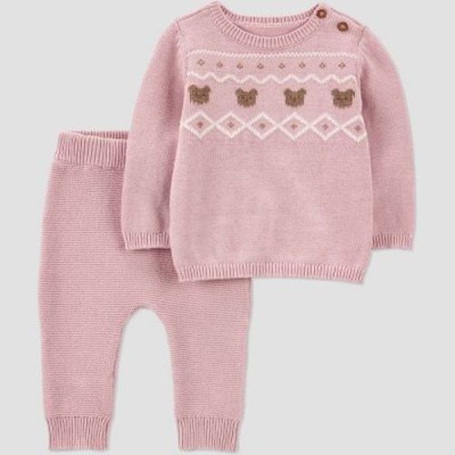 Carter's Just One You® Baby Girls' Bear Fair Isle Sweater Top & Pants Set - Pink