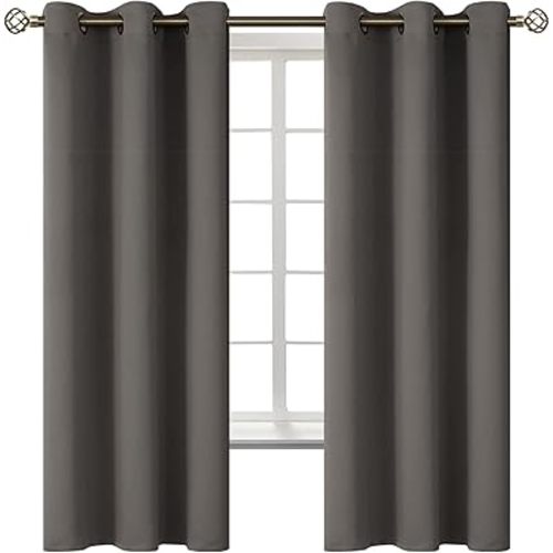 BGment Blackout Curtains for Bedroom - Grommet Thermal Insulated Room Darkening Curtains for Living Room, Set of 2 Panels (42 x 63 Inch, Grey)