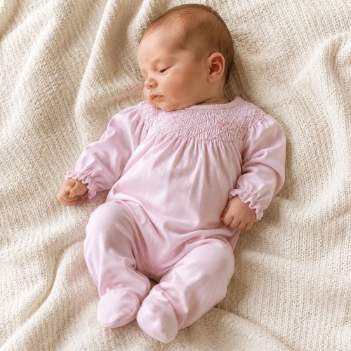Baby Girl Bishop Smocked Footie - Pima Cotton - Magnolia Baby Amelia