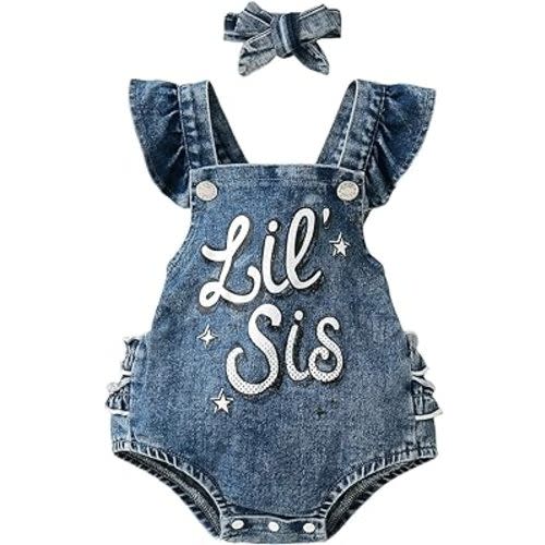Baby Girls Summer Denim Romper Clothes Dress Newborn Onesie Sunsuit 3 6 9 12 18 Months One-Piece Jumpsuits Outfits