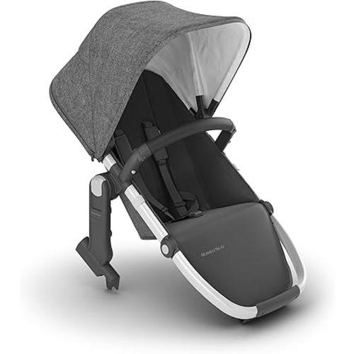 UPPAbaby RumbleSeat V2+ Second Lower Seat/Compatible with Vista V2 and Vista V3 / Adapters, Bumper Bar, Bug Shield Included/Jordan (Charcoal Mélange/Silver Frame/Black Leather)