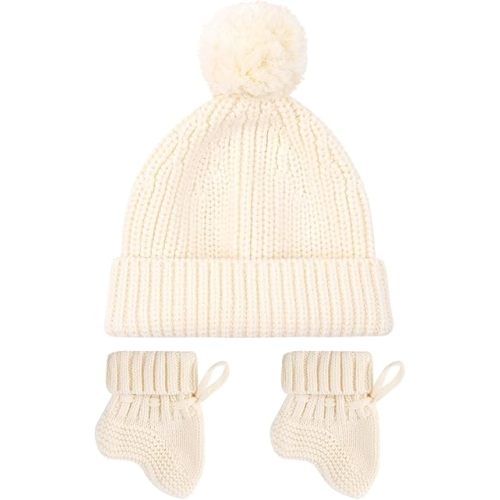 Cosy Hand Crochet Baby Booties and Knitted Hat Set for Newborns Soft Warm Knitting Socks Bonnet 0-6