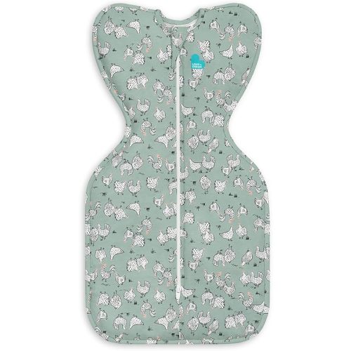 Love to Dream Swaddle UP, Baby Sleep Sack, Self-Soothing Swaddles for Newborns, Improves Sleep, Snug Fit Helps Calm Startle Reflex, New Born Essentials for Baby, 1.0 TOG, 5-8.5 lbs, Chicken Run Olive
