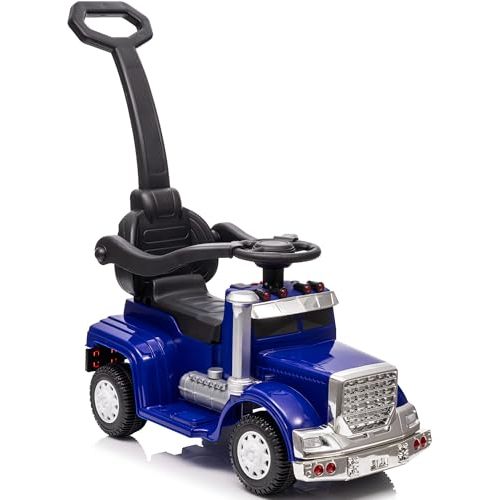 3-in-1 Ride on Push Car for Toddler with Handle, Toddler Ride on Toy for Boys, Stroller Sliding Walking Car w/Music, Horn and Lights - Blue