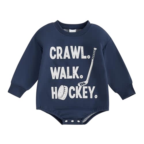 Gueuusu Crawl Walk Hockey Baby Boy Girl Romper Long Sleeve Retro Future Hockey Player Bodysuit Newborn Infant Sports Outfit