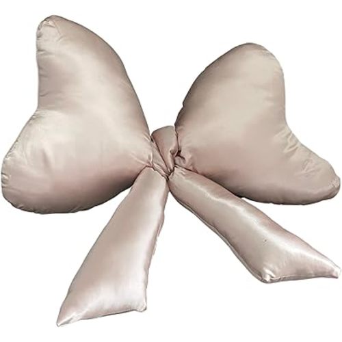 Bow Pillow - Big Bow Throw Pillow - Bow Shaped Pillow - Silky Satin - Coquette Decor - Bow Room Decor - Pink Bow Pillow - Bow Nursery Decor - Pink Room Decor (Ballet Pink)