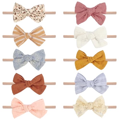 VISBL Baby Girl Headbands and Bows, Newborn Infant Toddler Nylon Hairbands Hair Accessories