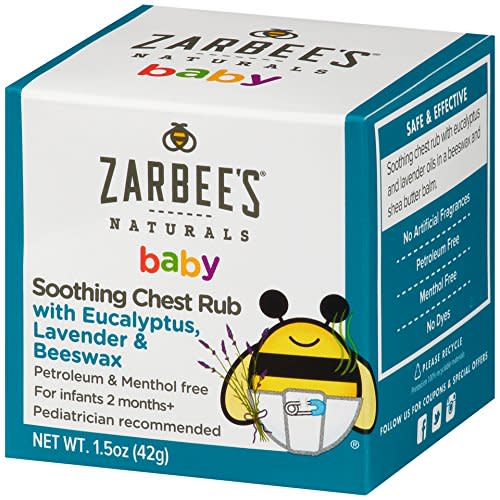 Zarbee's Baby Soothing Chest Rub with Eucalyptus & Lavender, Petroleum-Free Safe and Effective Formula, 1.5 Ounce - Baby Chest Rub