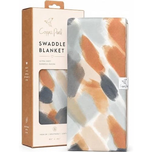 Copper Pearl Swaddle Blankets for Newborns | Soft Stretchy Receiving Blankets for Boys and Girls | Large 46 x 46 Inch Baby Blankets | Lightweight and Breathable Swaddles | Picasso