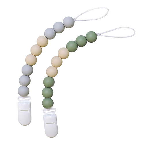 Moocorvic 2Pcs Silicone Pacifier Clip Holder with One Piece Design, Soft Flexible Clips with Texture for Baby Boy and Girl