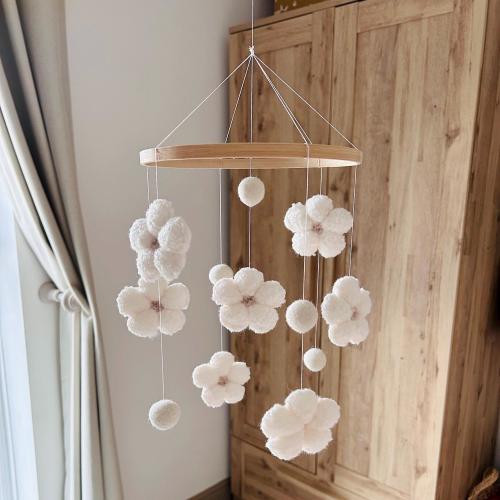 Flower Mobile, Nursery Decor, Newborn Mobile, Crib Accessories, Hanging Decoration, Floral, Baby’s Room, White