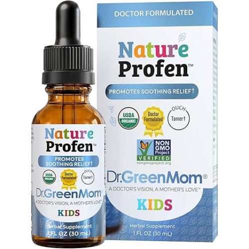 Dr. Green Mom Nature Profen Natural Relief for Infants & Kids | USDA Organic Herbal Drops for Teething, Growth Spurts, and Occasional Discomfort | Natural Child & Baby Comfort Aid