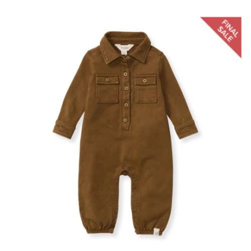 Button Down Organic Cotton Jumpsuit - Hunter